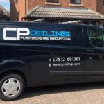 Blue CP Ceilings van with phone number 07812 691361